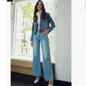 Bayeas Los Angeles Women 26 High Waisted Wide Leg Light Wash Jeans BYW8101